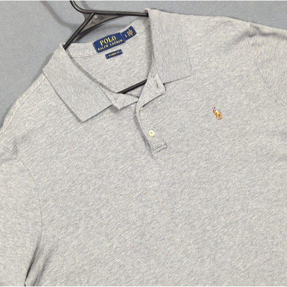 Polo Ralph Lauren Shirt Men's L Gray Classic Fit Short Sleeve Polo Preppy